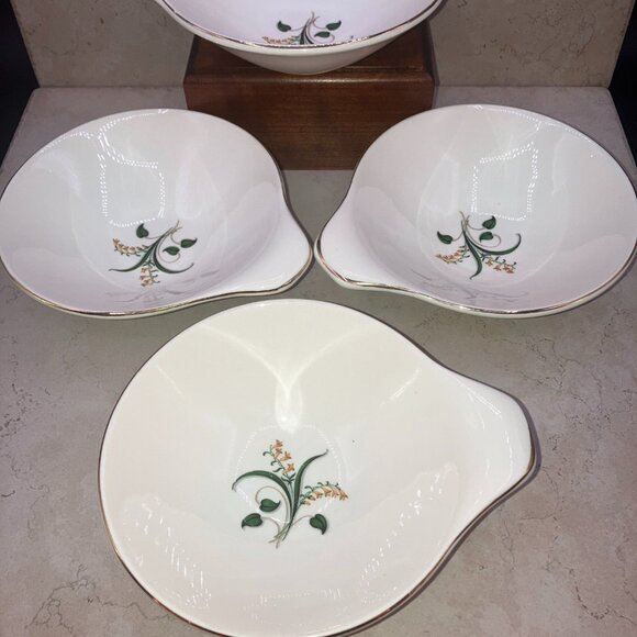 Edwin Knowles Set of 4 Lugged Bowls Vintage 1940s Forsythia Earthenware RARE - Picture 3 of 11